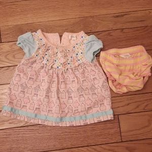 Matilda Jane candy dots top and stripe bloomers sz 6-12 mos